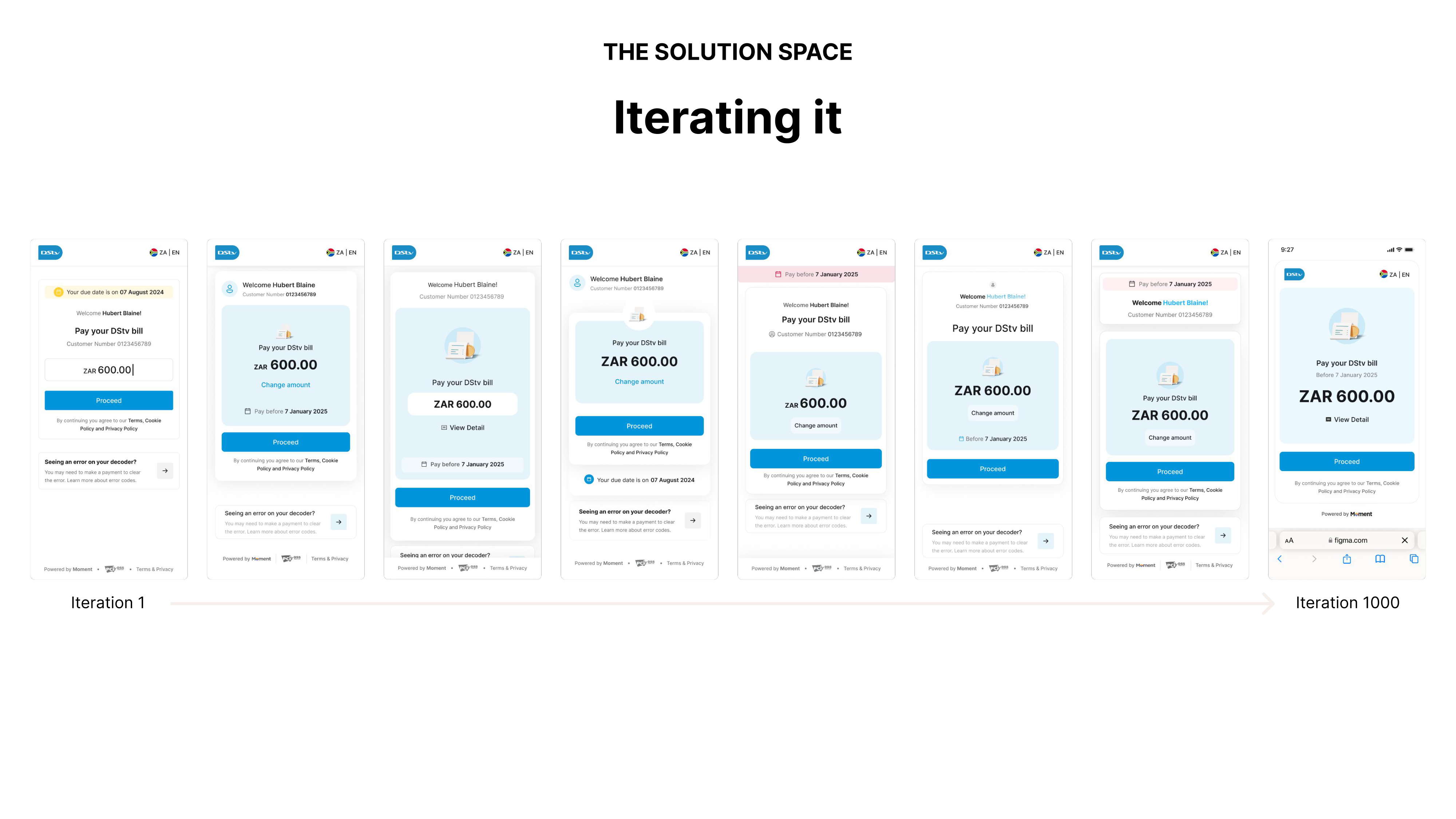Iteration 1 through iteration 1000 of the bill page