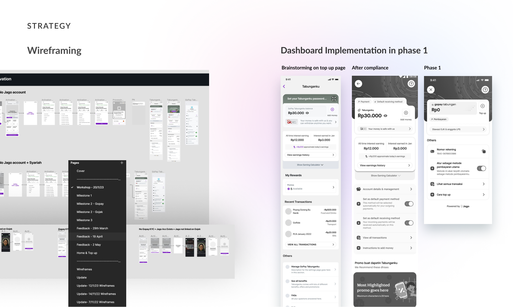 Wireframing the onboarding dashboard and top-up