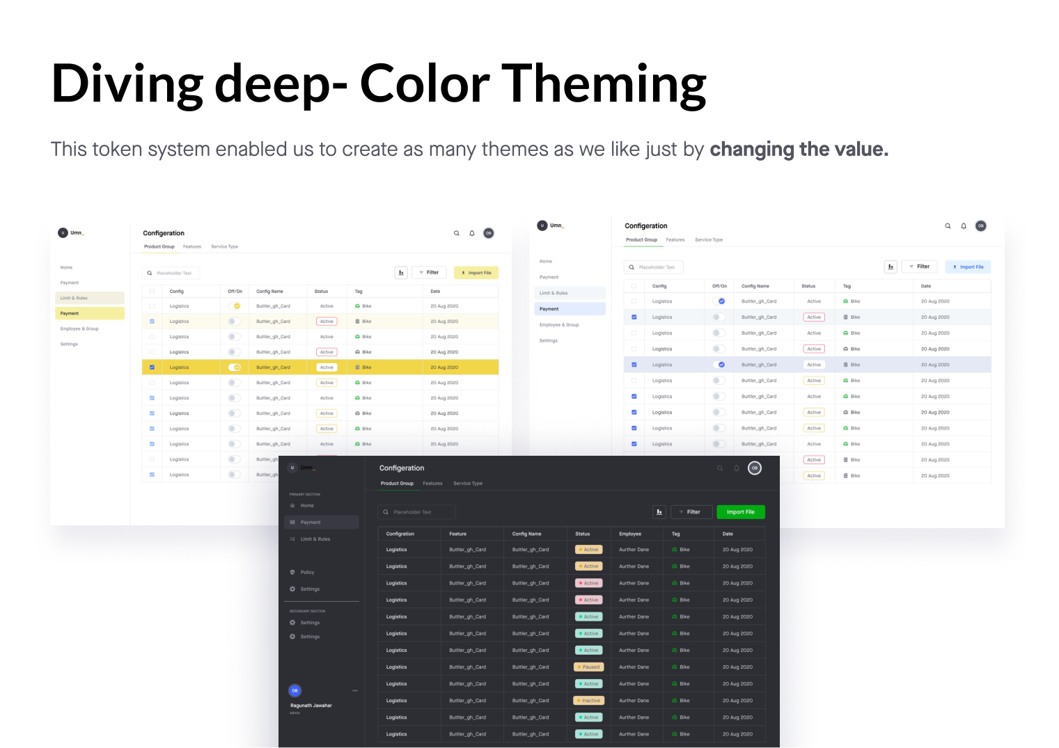 Colour theming — light and dark themes from one token set