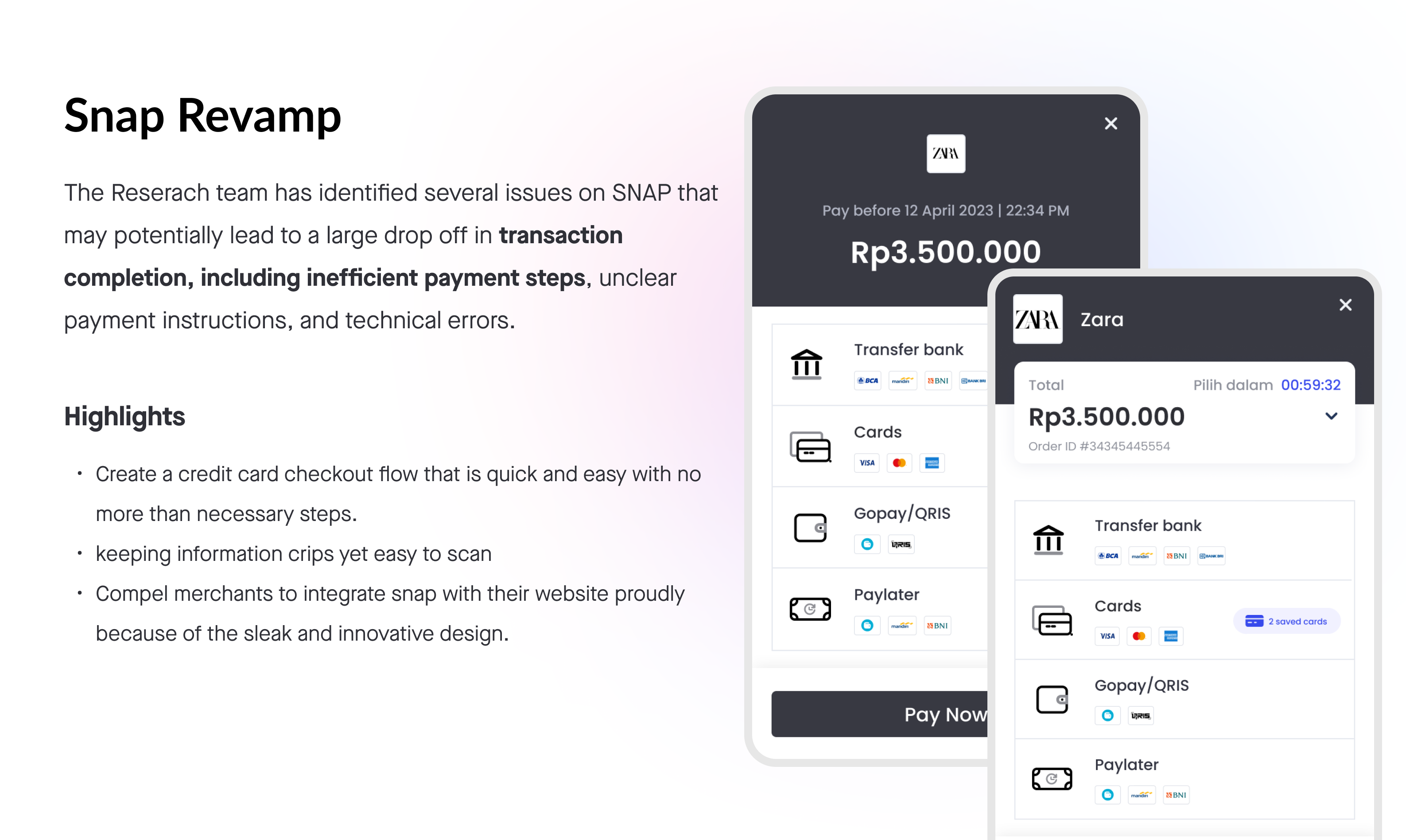Snap Revamp — a quick, branded credit-card checkout popup